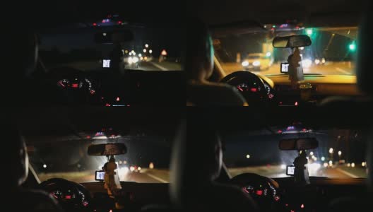 在夜间行驶在高速公路上高清在线视频素材下载