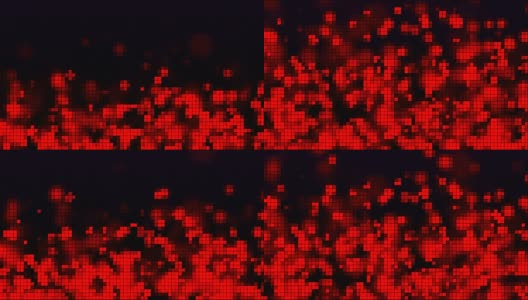 红色上升气泡和方块马赛克，电脑生成背景，3D渲染高清在线视频素材下载