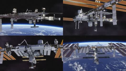 环绕国际空间站飞行高清在线视频素材下载