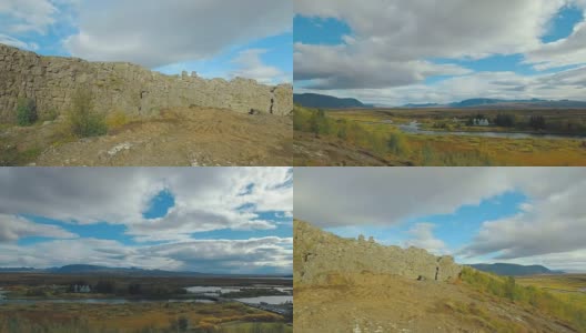 冰岛国家公园Thingvellir的夏日全景，从中大西洋的山脊到住宅高清在线视频素材下载