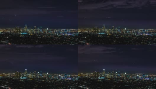 有飞机和闪电的洛杉矶市中心高清在线视频素材下载