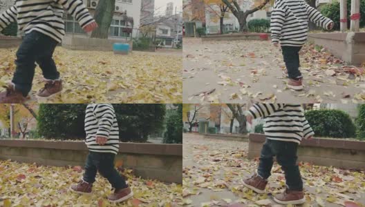 亚洲小男孩在公园里跑步高清在线视频素材下载