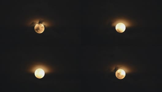 超级满月和烟云与蝙蝠扔在夜晚的月亮屏幕高清在线视频素材下载