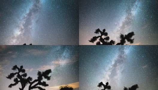 约书亚树银河和英仙座流星雨高清在线视频素材下载