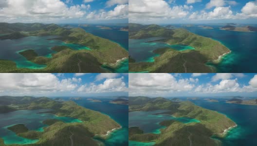 飓风洞和珊瑚湾的航拍视频，圣约翰，USVI高清在线视频素材下载