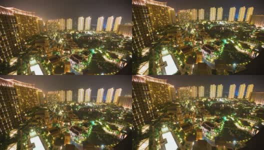 中国海南度假酒店夜景时光流逝在三亚高清在线视频素材下载