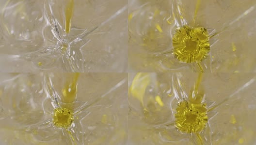 缓慢地将橄榄油倒入玻璃杯中高清在线视频素材下载