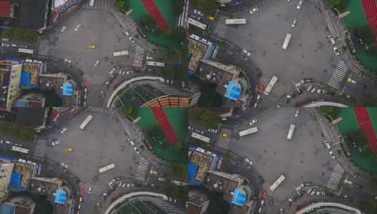 中国武汉市白天交通十字路口俯视图4k高清在线视频素材下载