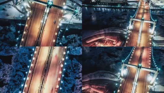 明尼阿波利斯空中时光流逝-亨内平桥和市中心高清在线视频素材下载