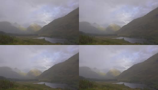 秋天，苏格兰斯凯岛山谷中的湖泊高清在线视频素材下载