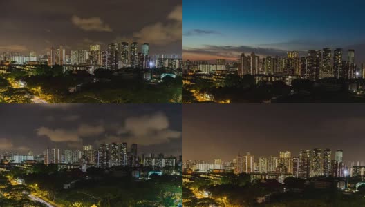 新加坡市中心的黄昏，夜景时间流逝高清在线视频素材下载