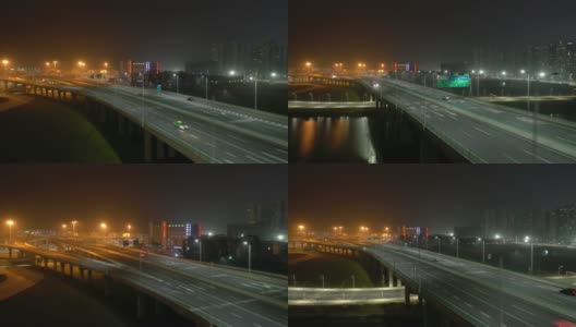 夜光珠海市景交通街道公路桥航拍全景4k中国高清在线视频素材下载