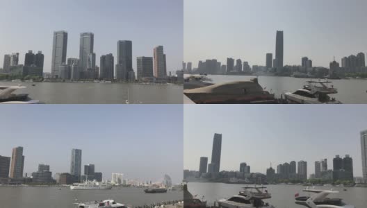 这座位于上海黄浦江附近的摩天大楼和写字楼位于陆家嘴附近高清在线视频素材下载