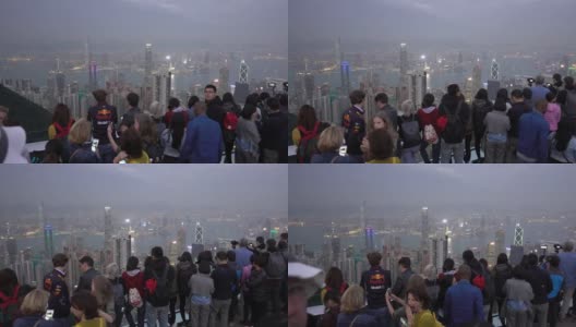 香港太平山顶，观景台俯瞰全城。高清在线视频素材下载
