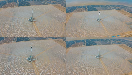 戈壁沙漠太阳能发电厂的航拍高清在线视频素材下载