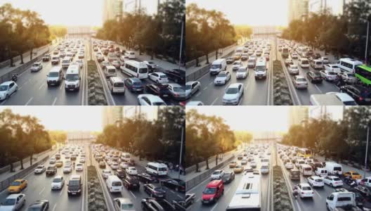 高速公路上的汽车塞车时间流逝高清在线视频素材下载