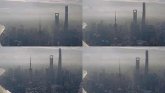陆家嘴金融区鸟瞰，上海，中国。高清在线视频素材下载