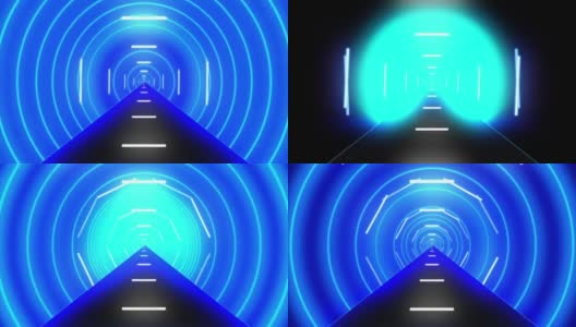抽象背景与动画无缝循环在抽象的未来隧道与霓虹灯。高清在线视频素材下载