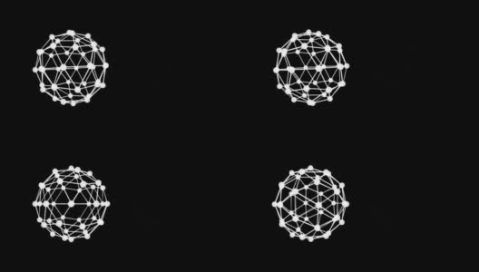 数字动画的球体连接点旋转在黑色的背景高清在线视频素材下载