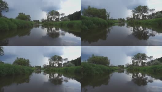 在河上乘船旅行。雷雨就要开始了。莫斯科,俄罗斯。高清在线视频素材下载