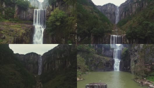 航拍中国最高的美丽瀑布高清在线视频素材下载