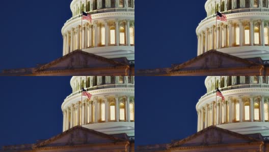 美国国会大厦和美国国旗高清在线视频素材下载