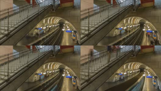 繁忙的巴黎地铁站的一段时间。高清在线视频素材下载