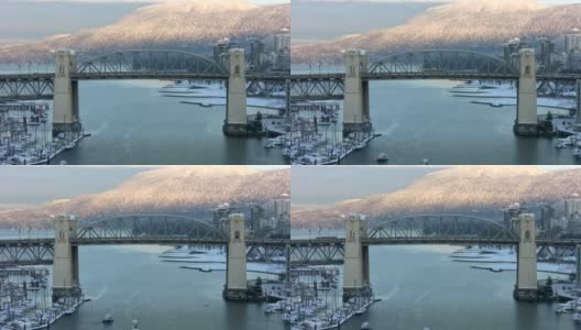 Burrard街大桥。加拿大的温哥华BC。高清在线视频素材下载