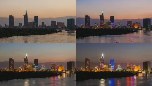 日落时光-胡志明市的天际线高清在线视频素材下载