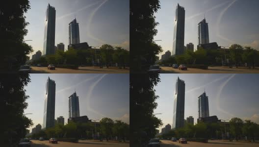 阳光明媚的傍晚深圳市区交通街道慢镜头全景4k中国高清在线视频素材下载