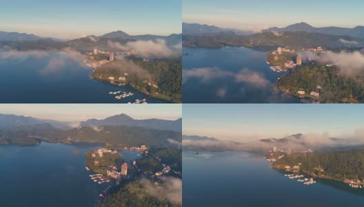 台湾黎明时分的日月潭美景高清在线视频素材下载