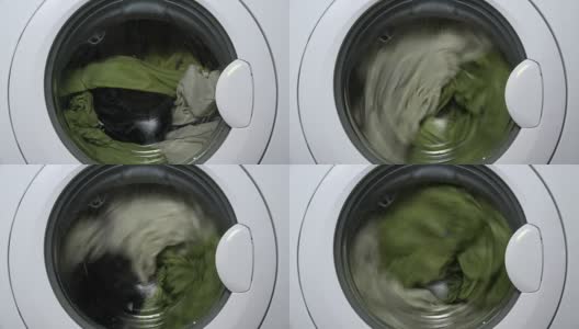 洗衣机洗衣服高清在线视频素材下载
