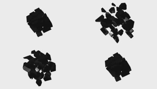在一个孤立的背景上散射和拾取一个黑色的立方体。抽象的数字背景高清在线视频素材下载