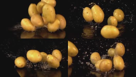 五段土豆坠落的慢动作视频高清在线视频素材下载