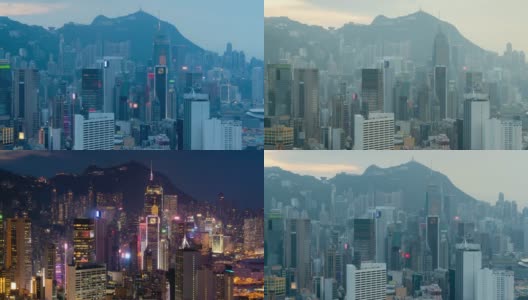 从早到晚，香港商业区和市中心的时间流逝高清在线视频素材下载