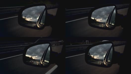 车的后视镜中的日落高清在线视频素材下载