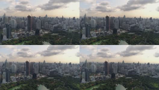 4k空中曼谷市中心城市视图，飞越曼谷，泰国。高清在线视频素材下载