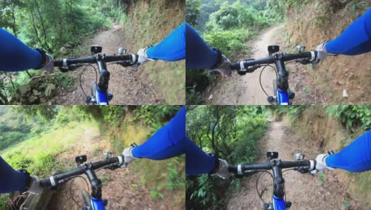 越野自行车在森林小径上骑自行车高清在线视频素材下载