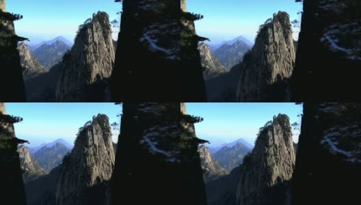 黄山，蓝天为背景高清在线视频素材下载