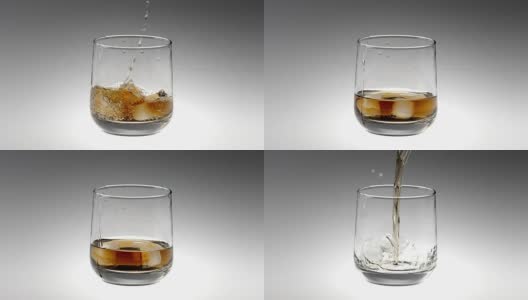 180帧/秒超慢动作威士忌倒入玻璃杯高清在线视频素材下载