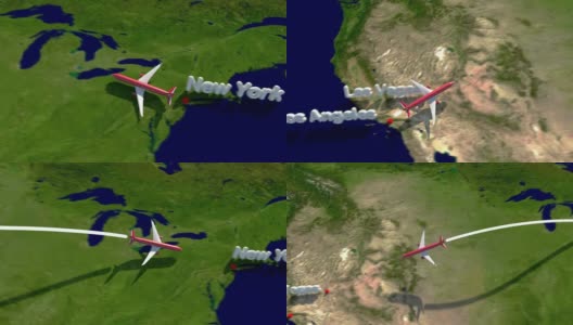 飞机从纽约到洛杉矶/维加斯和返回高清在线视频素材下载