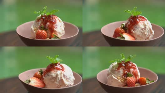 自制草莓芝士蛋糕冰淇淋高清在线视频素材下载