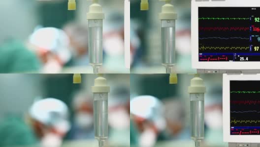 在手术室静脉滴注心电图高清在线视频素材下载