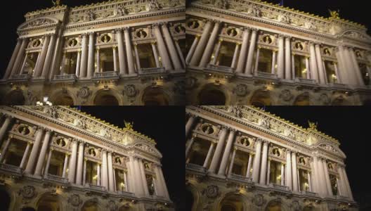 高耸的白色圆柱照亮了巴黎歌剧院，古老的建筑高清在线视频素材下载