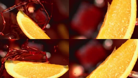 橙子片落入果冻高清在线视频素材下载