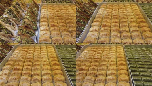 传统的土耳其甜糕点，称为Baklava高清在线视频素材下载