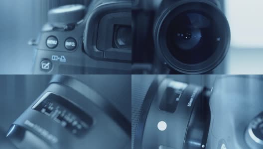 从不同角度拍摄单反相机的特写镜头高清在线视频素材下载