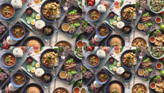 马来西亚食物背景。高清在线视频素材下载