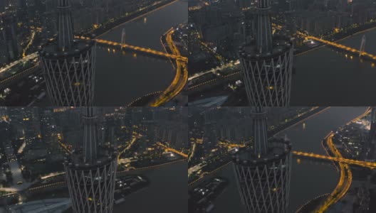 中国广州日出时的鸟瞰图。高清在线视频素材下载