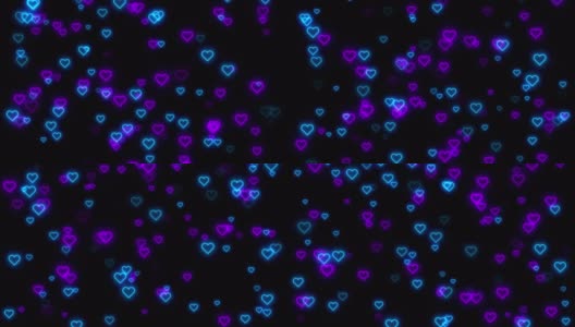 飞霓虹心动画，黑色背景，情人节概念。高清在线视频素材下载